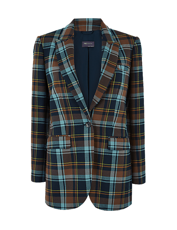 Checked Single Breasted Blazer