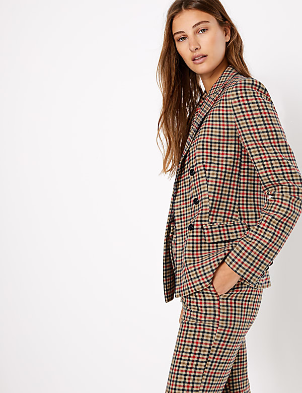 Checked Double Breasted Blazer