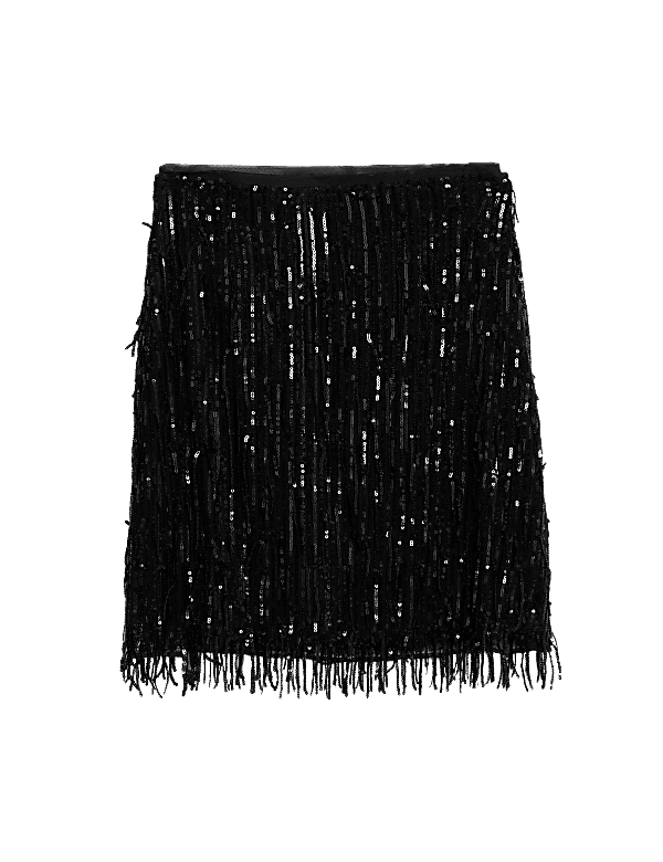 Sequin Tassel Mini A-Line Skirt