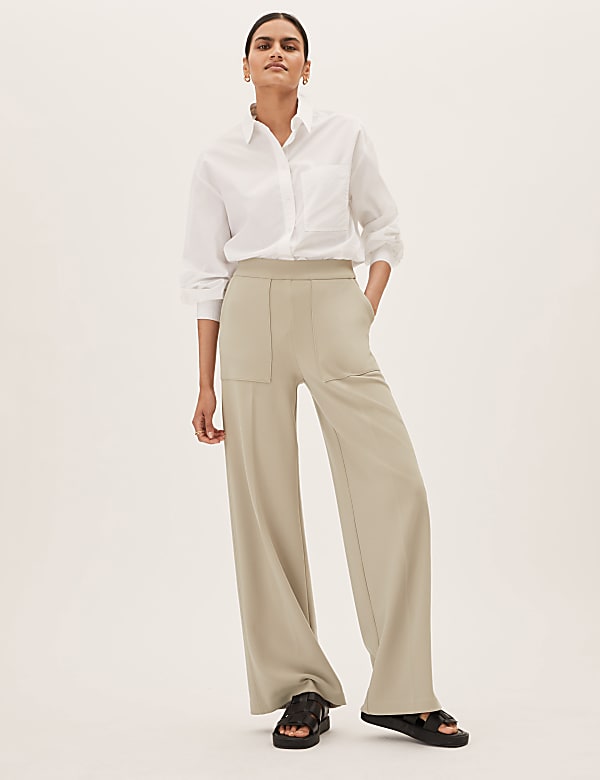 Marks and spencer crepe wide leg trousers clearance