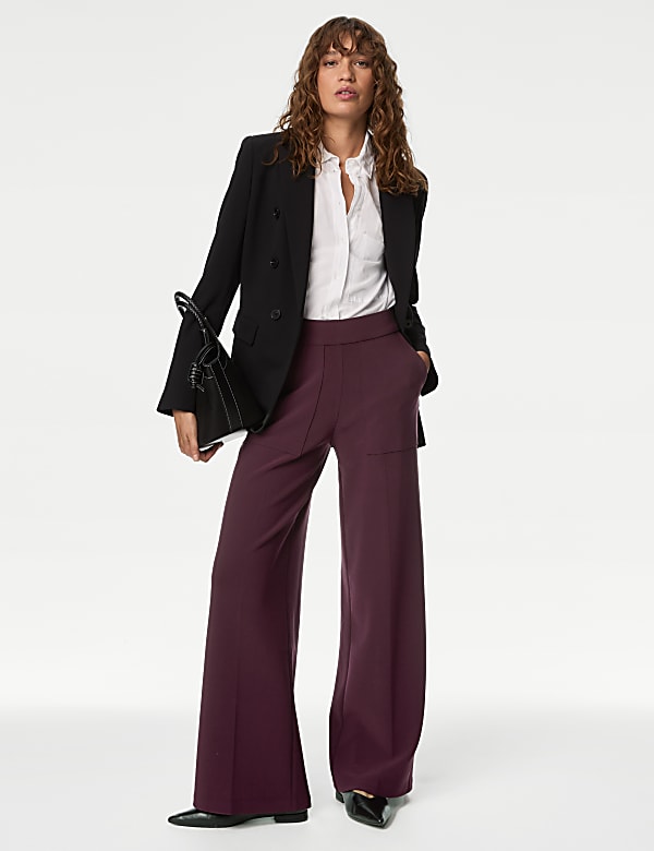 Buy Jersey Crepe Wide Leg Trousers at Marks Spencer