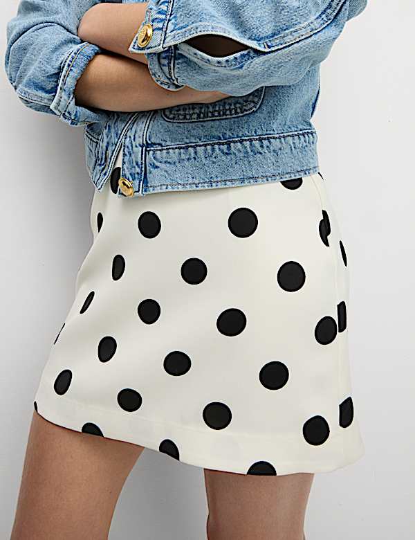 Polka Dot Mini A-Line Skirt