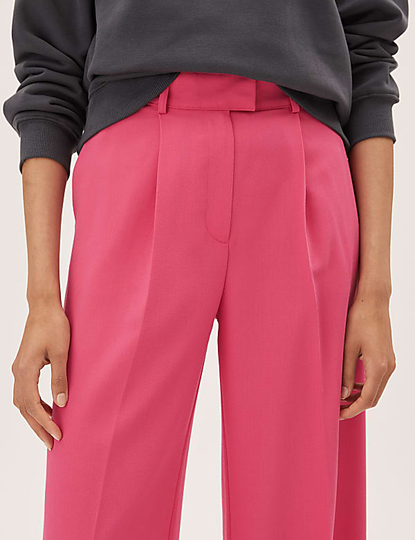 Pleat Front Wide Leg Trousers