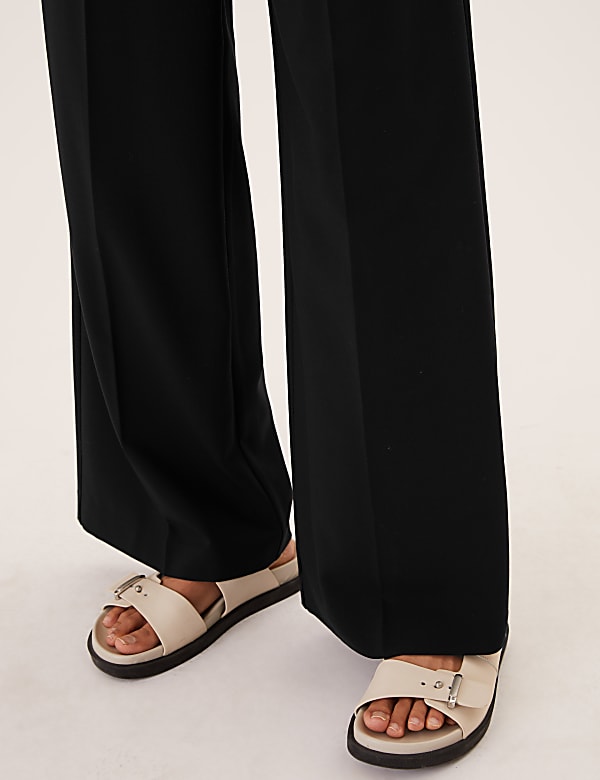 Pleat Front Wide Leg Trousers