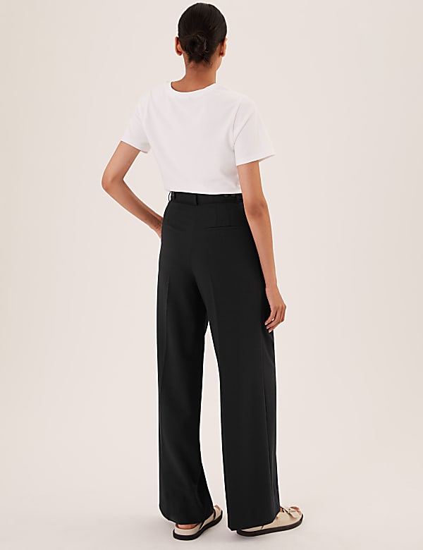 Pleat Front Wide Leg Trousers