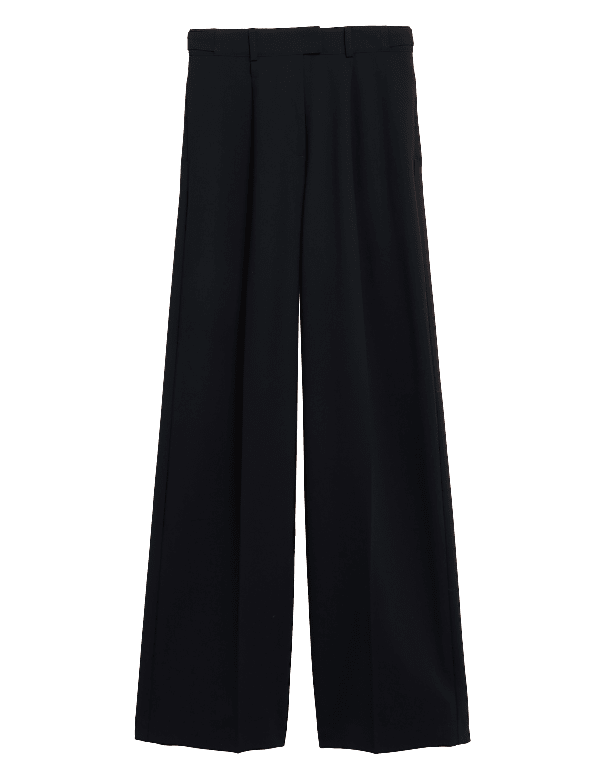 Pleat Front Wide Leg Trousers