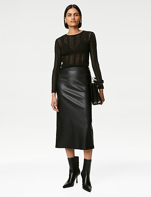 Leather Look Midaxi Pencil Skirt