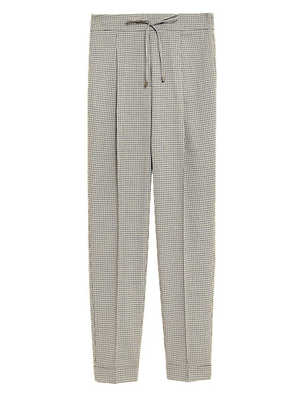 Woven Checked Tapered Ankle Grazer Trousers