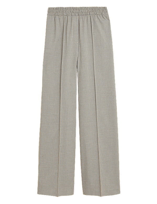 Woven Checked Wide Leg Trousers