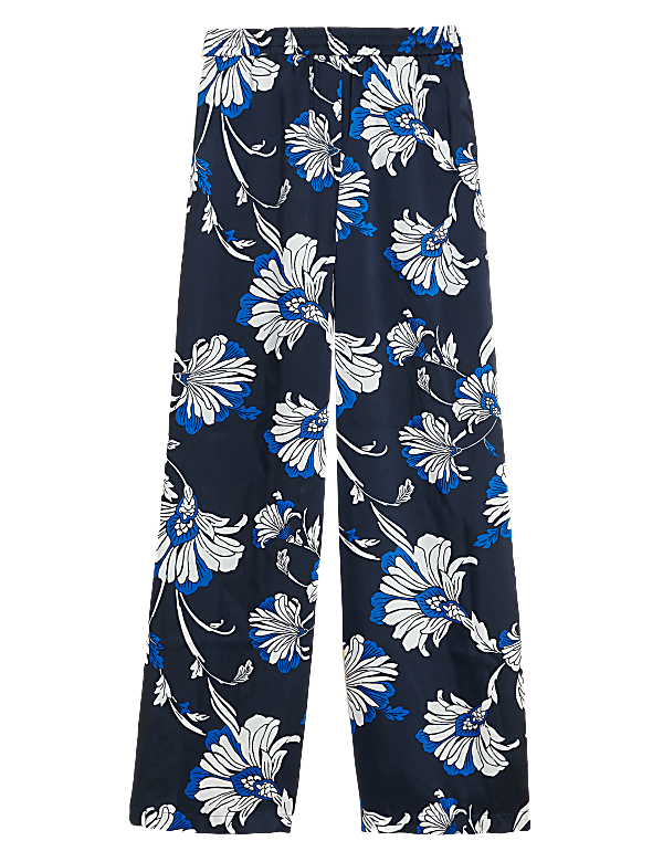 Floral Side Stripe Wide Leg Trousers