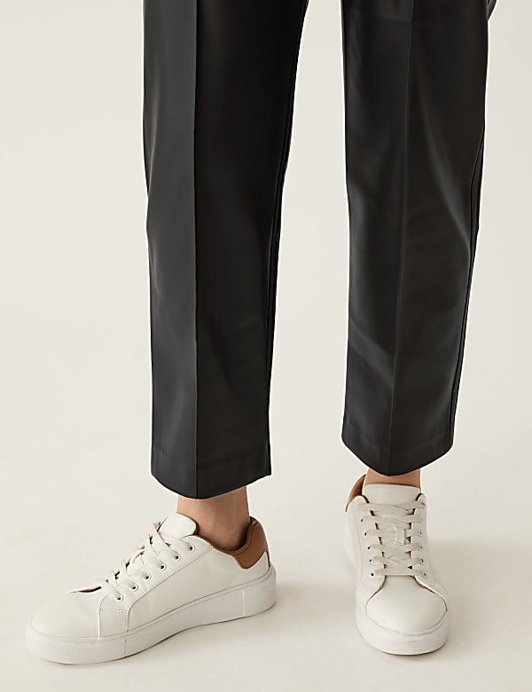 Leather Look Straight Leg Trousers