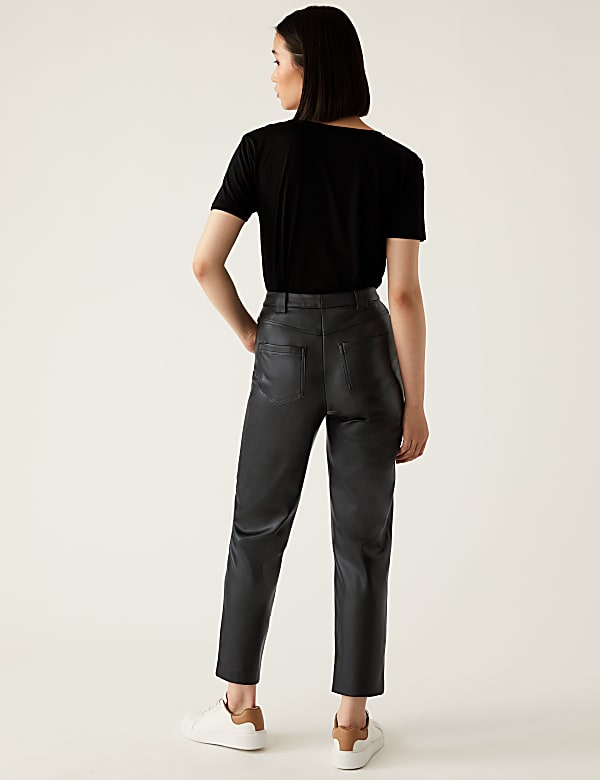 Leather Look Straight Leg Trousers