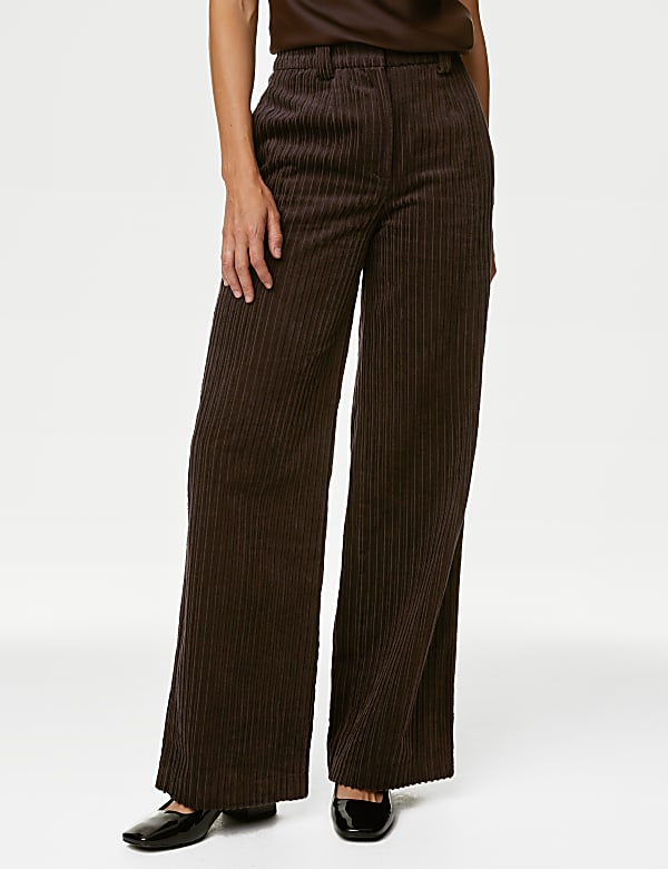 Pantalon coupe large en velours c&ocirc;tel&eacute; - FR