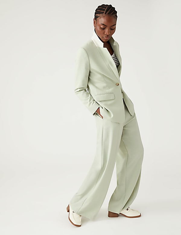 Marl Pleat Front Wide Leg Trousers