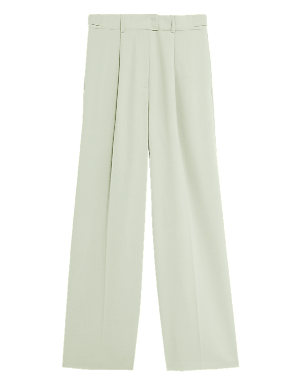 Marl Pleat Front Wide Leg Trousers
