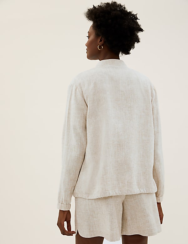 Linen Blend Lightweight Bomber Jacket