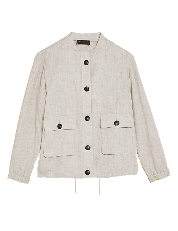 Linen Blend Lightweight Bomber Jacket