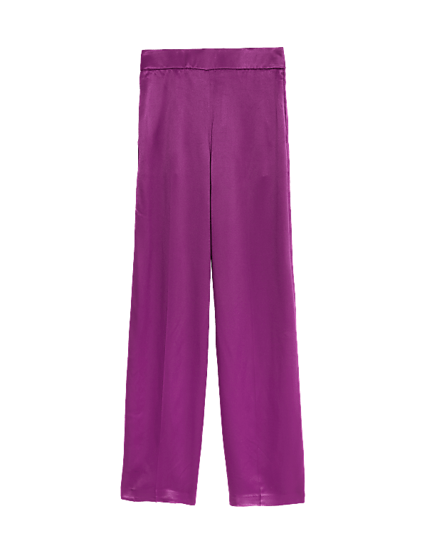 Satin Elasticated Waist Wide Leg Trousers