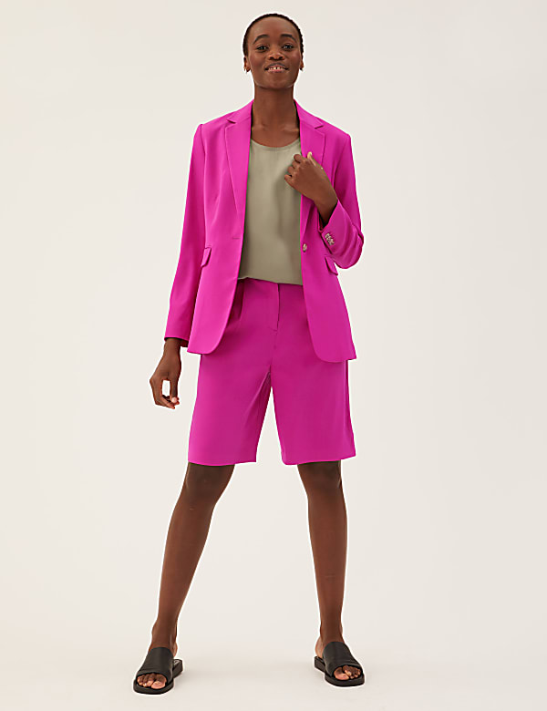 Satin Look Relaxed Single Breasted Blazer
