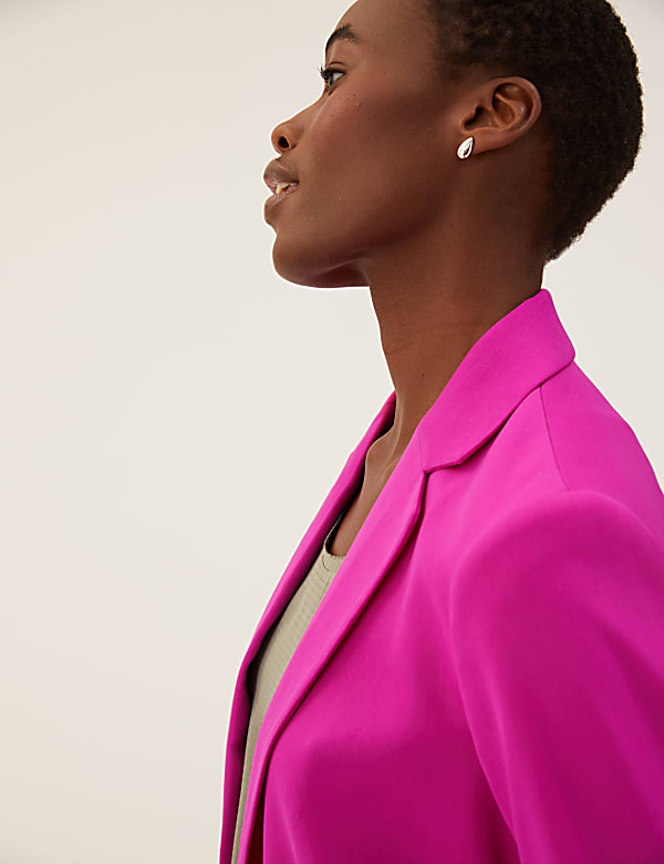 Satin Look Relaxed Single Breasted Blazer