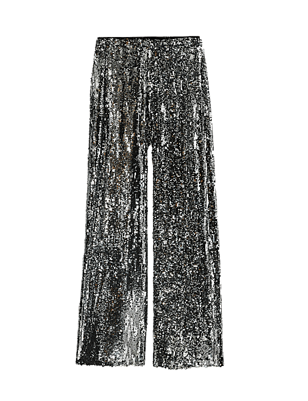 Sequin Elasticated Waist Wide Leg Trousers
