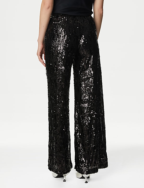 Sequin Elasticated Waist Wide Leg Trousers