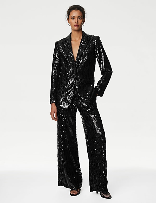 Sequin Elasticated Waist Wide Leg Trousers