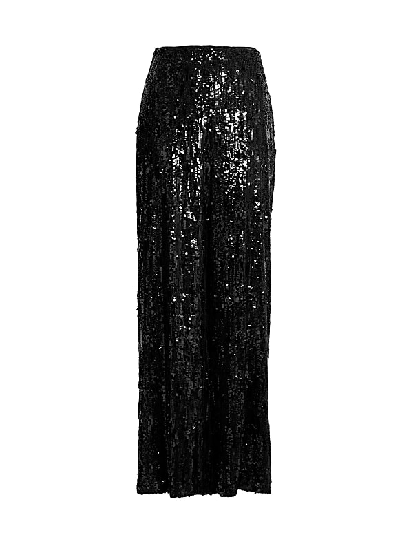 Sequin Elasticated Waist Wide Leg Trousers