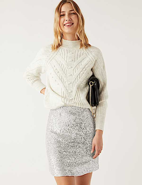 Sequin Mini A-Line Skirt