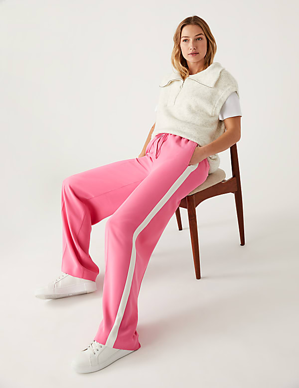 Side Stripe Drawstring Wide Leg Trousers MEDIUM PINK Trousers M S US