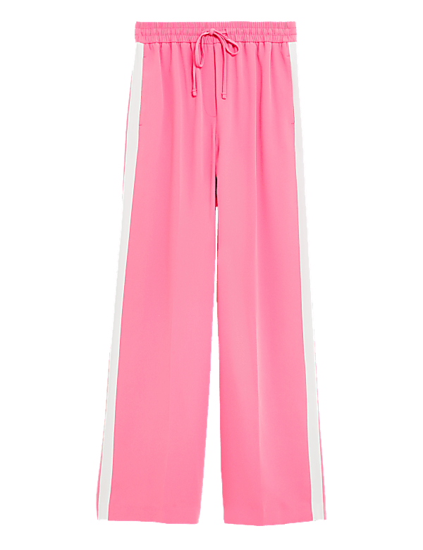 Side Stripe Drawstring Wide Leg Trousers