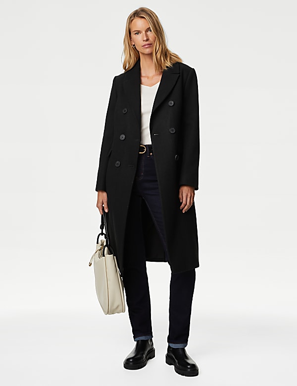 Marks and spencer double breasted coat cheap