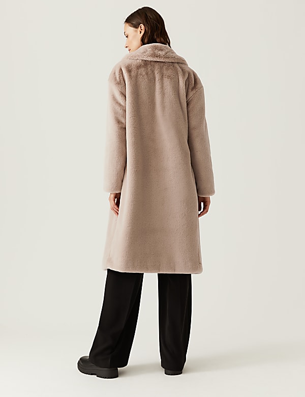 Faux Fur Collared Relaxed Longline Coat