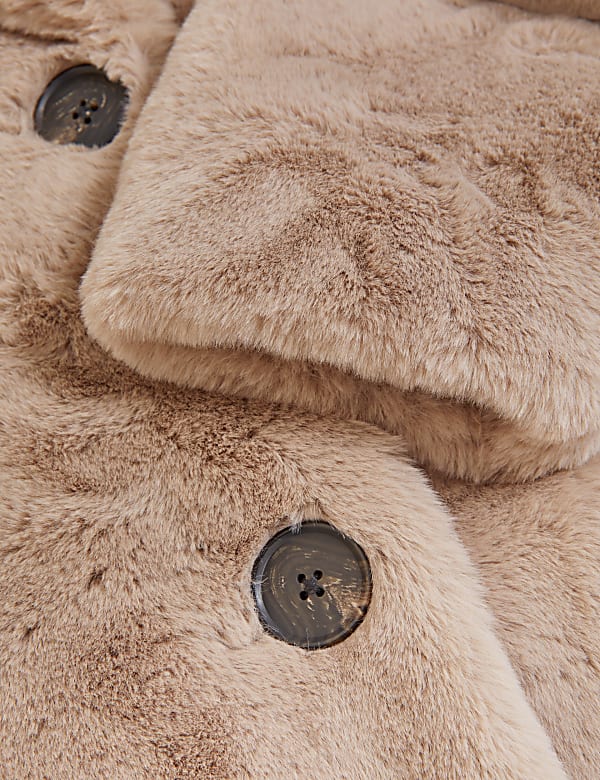 Faux Fur Collared Relaxed Longline Coat