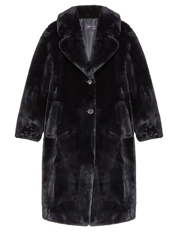 Faux Fur Collared Relaxed Longline Coat