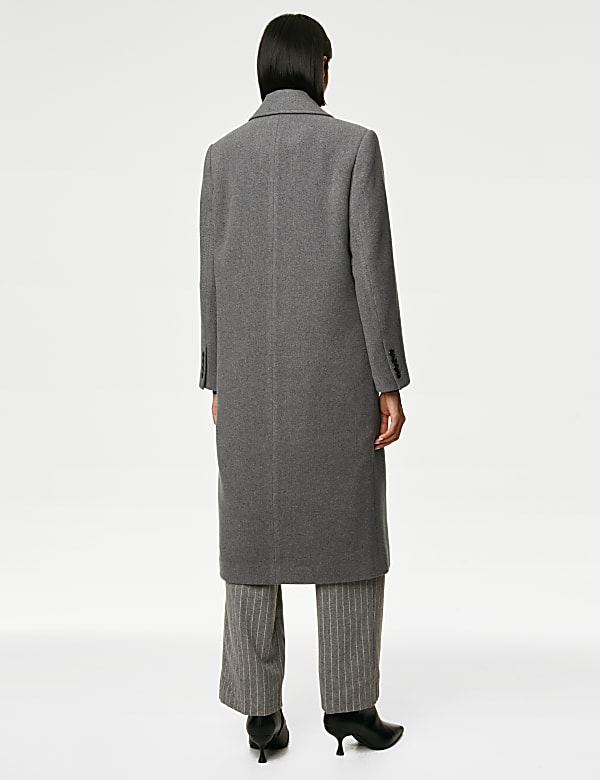 Double Breasted Longline Coat with Wool