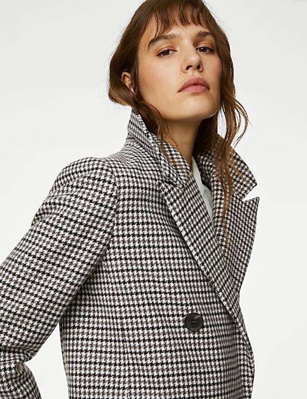 Checked Double Breasted Short Coat