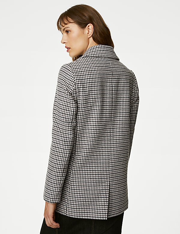 Checked Double Breasted Short Coat