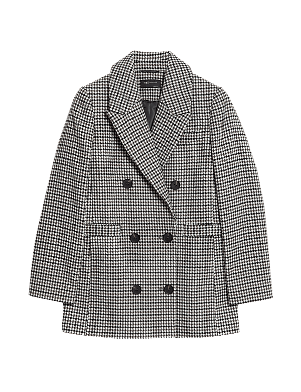 Checked Double Breasted Short Coat