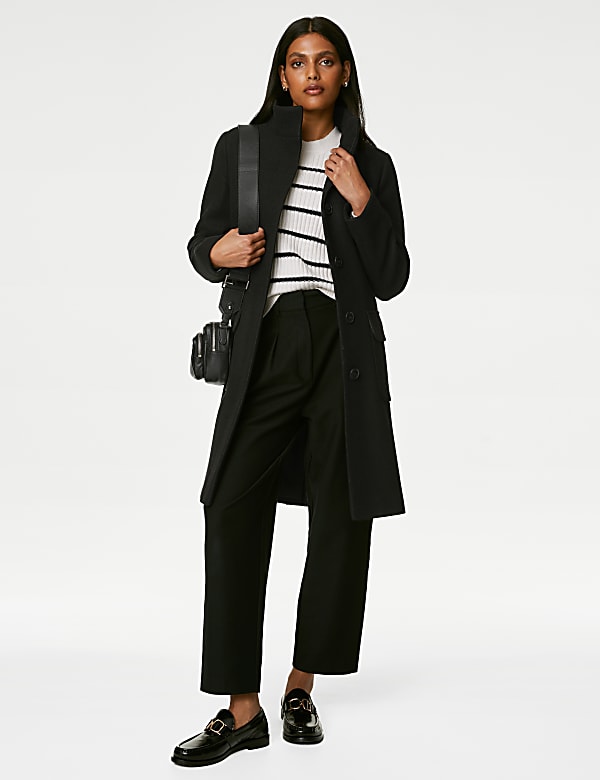Belted Funnel Neck Trench Coat