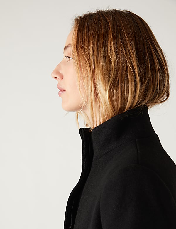 Belted Funnel Neck Trench Coat