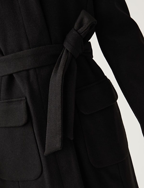 Belted Funnel Neck Trench Coat