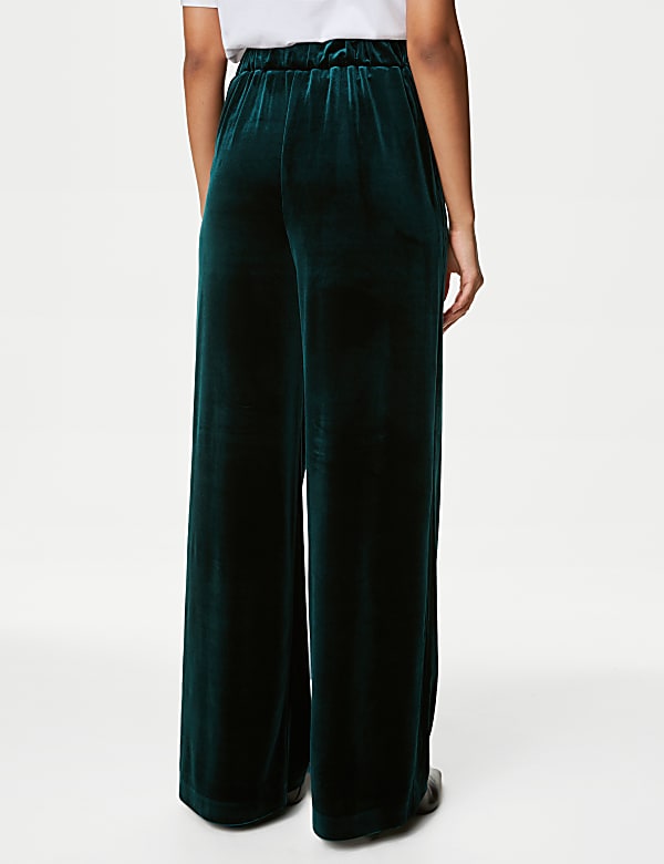 Celana Panjang Beludru Kaki Lebar Pinggang Elastis - ID