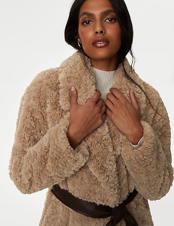 Faux Fur Belted Longline Coat - KG