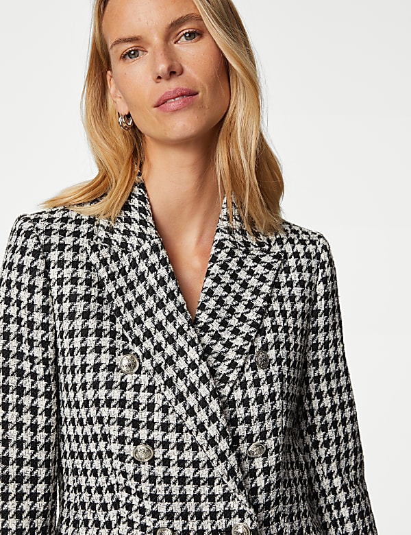 Tweed Dogtooth Double Breasted Blazer