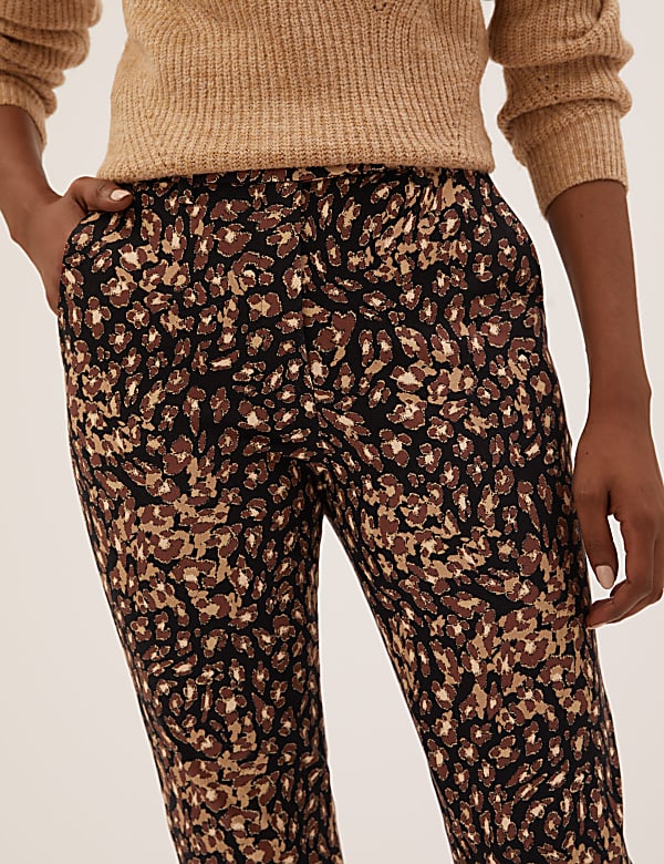 Crepe Animal Print Slim Fit Trousers