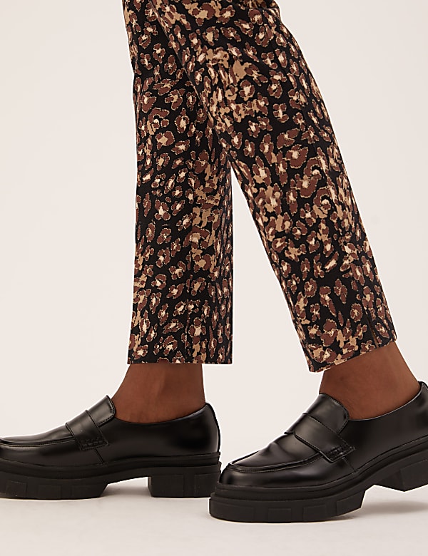Crepe Animal Print Slim Fit Trousers