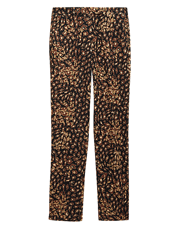 Crepe Animal Print Slim Fit Trousers