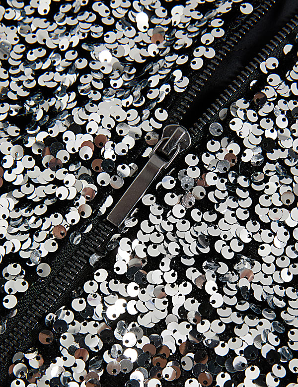 Sequin Relaxed Bomber Jacket
