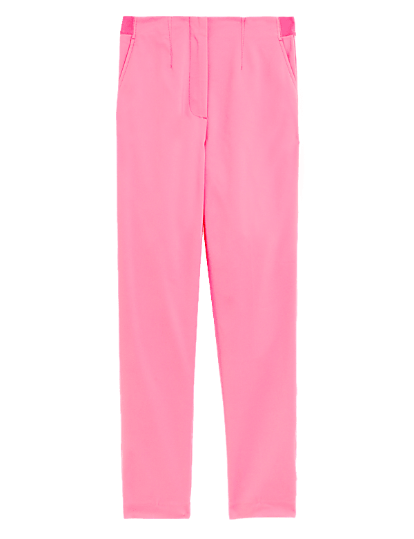 Cotton Blend Slim Fit Ankle Grazer Trousers